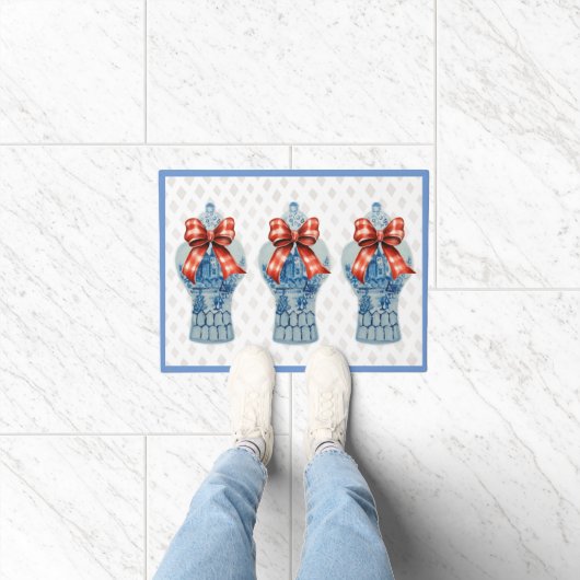 Chinoiserie青い白いジンジャージャーの瓶の敷物のマット ドアマット (室内)