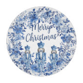 Chinoiserie青い白いフローラくるみ割り兵士 カッティングボード (正面)