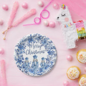 Chinoiserie青い白いフローラくるみ割り兵士 ペーパープレート (パーティー)