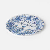 Chinoiserie青い白いフローラくるみ割り兵士 ペーパープレート (アングル)