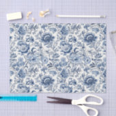 Chinoiserie青い白いフローラ花の切り離し 薄葉紙 (クラフト)