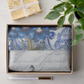 Chinoiserie青い白い花の瓶のスクリプトEphemera 薄葉紙 (ギフト)