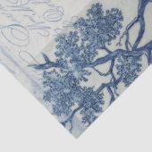 Chinoiserie青い白い花の瓶のスクリプトEphemera 薄葉紙 (詳細)