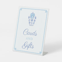 Chinoiserie青い白い赤ちゃんシャワーカードとギフト