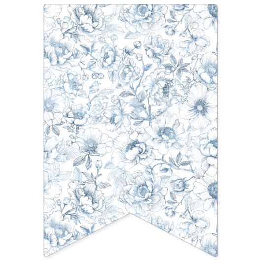 Chinoiserie青い赤ちゃんシャワーガーランドバナーのフラグ バンティングフラッグ (第2の旗)