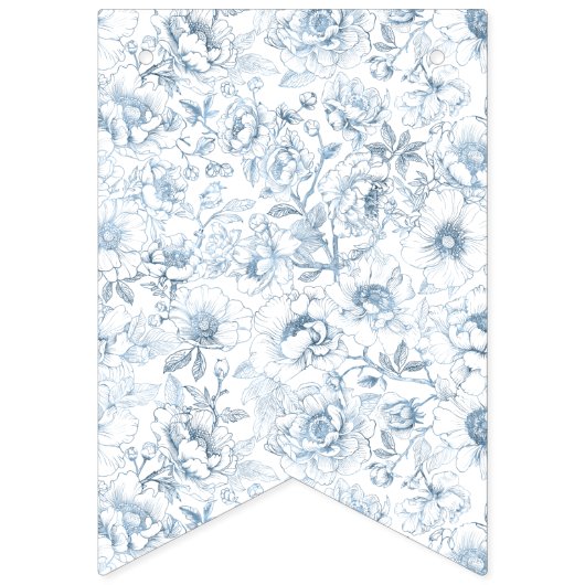 Chinoiserie青い赤ちゃんシャワーガーランドバナーのフラグ バンティングフラッグ (第1の旗)