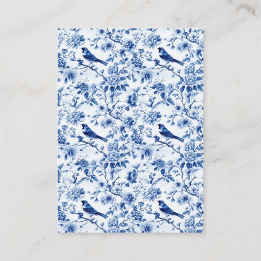 Chinoiserie青い鳥と花赤ちゃんシャワー エンクロージャーカード (裏面)