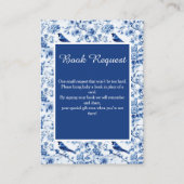 Chinoiserie青い鳥と花赤ちゃんシャワー エンクロージャーカード (正面)