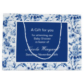 Chinoiserie青い鳥と花赤ちゃんシャワー ラージペーパーバッグ (裏面)