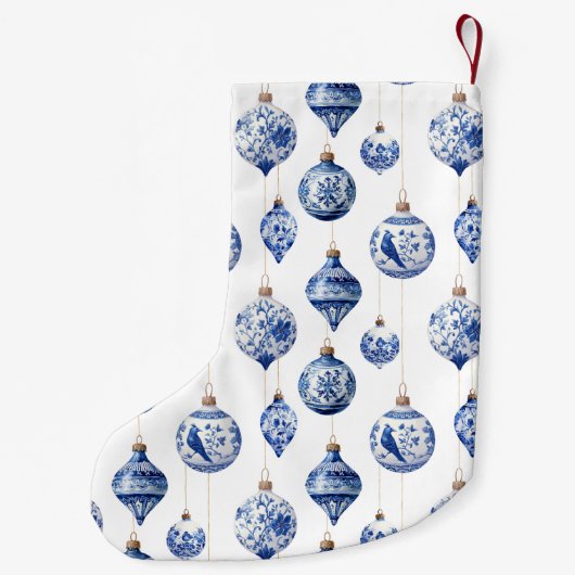 Chinoiserie青と白のオーナメントクリスマス スモールクリスマスストッキング (裏面)