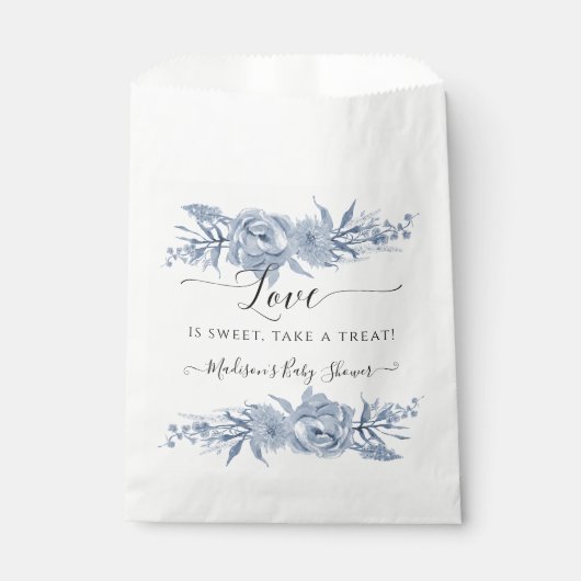 Chinoiserie青と白のフローラ赤ちゃん女の子シャワー フェイバーバッグ (正面)