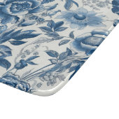 Chinoiserie青と白の牡丹フローラ花 カッティングボード (角)