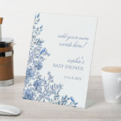 Chinoiserie青フランスのベビーシャワーカスタム看板 台座サイン (インサイチュ)