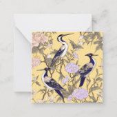 Chinoiserie黄色のフローラEgretギフトエンクロージャ ノートカード (裏面)