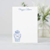 Chinoiserie モノグラムの Ginger Jarノートカード サンキューカード (スタンド正面)