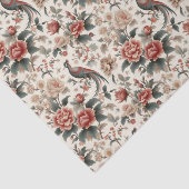 Chinoiserie Asian Bird White Redフローラ切り離し 薄葉紙 (詳細)