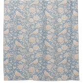 Chinoiserie Bird and Flower Seamless Pattern シャワーカーテン (正面)