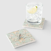Chinoiserie Bird & Blossom Marble Stone Coaster ストーンコースター (横)