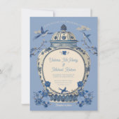 Chinoiserie Birdsフローラ結婚 Jar's 招待状 (正面)