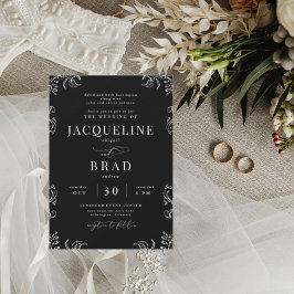 Chinoiserie Black両エレガント親の結婚もの 招待状