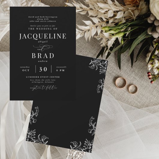 Chinoiserie Black両エレガント親の結婚II 招待状