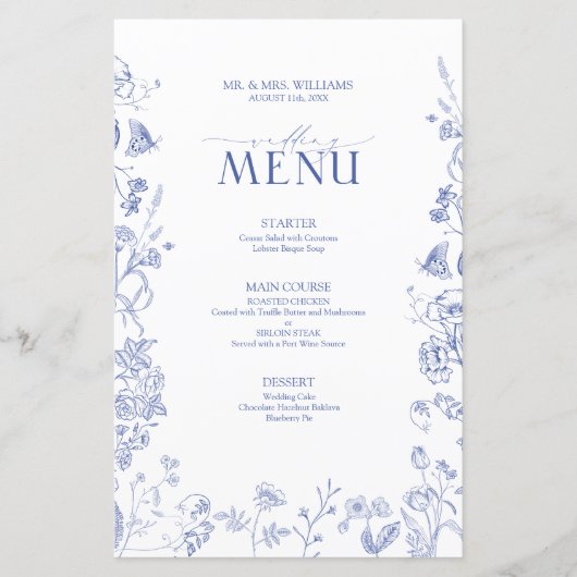 Chinoiserie Blueフランスののメビクトリアン結婚ニュー (正面)