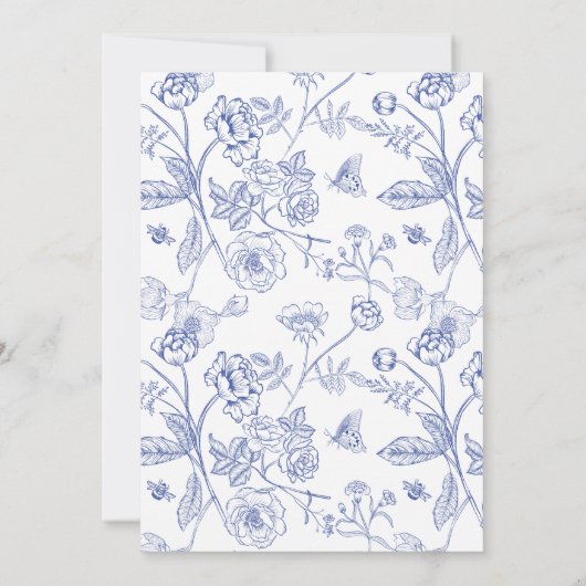 Chinoiserie Blueフランスの Script 60thバースデーパーティー 招待状 (裏面)