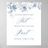 Chinoiserie Blueフローラ結婚の愛するメモリーサイン ポスター (正面)