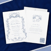 Chinoiserie blue all in one Wedding Invitation 招待状