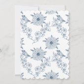 Chinoiserie Blue Bird Toile Vintage Bridal Shower  招待状 (裏面)