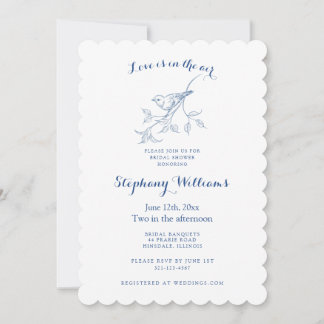 Chinoiserie Blue Bird Toile Vintage Bridal Shower  招待状