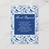 Chinoiserie Blue Birds and Flowers Baby Shower エンクロージャーカード (正面)