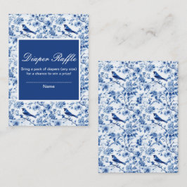 Chinoiserie Blue Birds and Flowers Baby Shower エンクロージャーカード