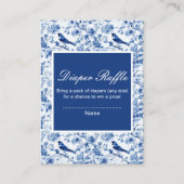 Chinoiserie Blue Birds and Flowers Baby Shower エンクロージャーカード (正面)