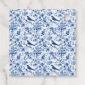 Chinoiserie Blue Birds and Flowers Baby Shower フェイバータグ (裏面)