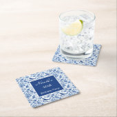 Chinoiserie Blue Birds and Flowers Birthday スクエアペーパーコースター (インサイチュ)