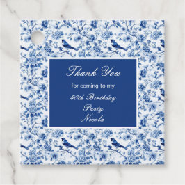 Chinoiserie Blue Birds and Flowers Birthday フェイバータグ