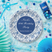 Chinoiserie Blue Birds and Flowers Birthday ペーパープレート (パーティー)