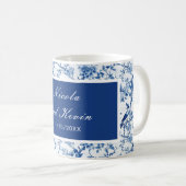 Chinoiserie Blue Birds and Flowers Wedding コーヒーマグカップ (正面右)