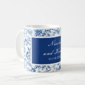 Chinoiserie Blue Birds and Flowers Wedding コーヒーマグカップ (正面左)