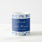 Chinoiserie Blue Birds and Flowers Wedding コーヒーマグカップ (中央)