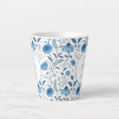 Chinoiserie Blue Echinacea Pattern カフェラテマグ (正面)