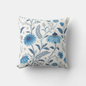 Chinoiserie Blue Echinacea Pattern クッション (正面)
