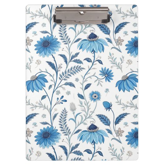 Chinoiserie Blue Echinacea Pattern クリップボード (正面)