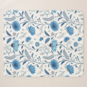 Chinoiserie Blue Echinacea Pattern シェルパブランケット (正面(横))