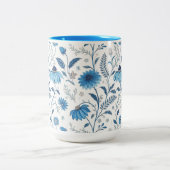 Chinoiserie Blue Echinacea Pattern ツートーンマグカップ (中央)