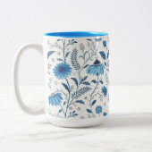 Chinoiserie Blue Echinacea Pattern ツートーンマグカップ (左)