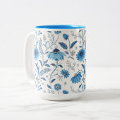 Chinoiserie Blue Echinacea Pattern ツートーンマグカップ (正面左)