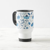 Chinoiserie Blue Echinacea Pattern トラベルマグ (正面左)