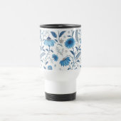 Chinoiserie Blue Echinacea Pattern トラベルマグ (中央)
